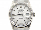 Pre Owned Mens Rolex Stainless Steel Datejust with a White Dial 16220
