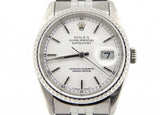 Pre Owned Mens Rolex Stainless Steel Datejust with a White Dial 16220
