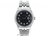 Pre Owned Mens Rolex Stainless Steel Datejust Diamond Black 1603