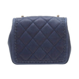 Chanel A92920 Navy Velvet Calfskin Leather Quilted Chain Bag