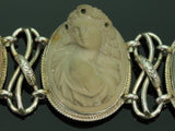 Antique lava stone cameo silver brooch