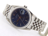 Pre Owned Mens Rolex Stainless Steel Datejust with a Blue Dial 16220