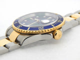 PRE OWNED MENS ROLEX TWO-TONE SUBMARINER DATE WITH A BLUE DIAL 16613T