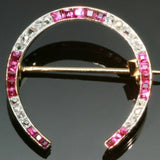 Art Deco horse shoe brooch with rubies