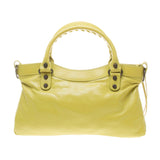 Balenciaga Yellow Lambskin Classic First Motorcycle Handbag