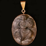 Lavastone high relief cameo gold pendant