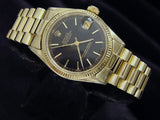 Pre Owned Mid-Size Rolex Yellow Gold Datejust President with a Black Dial 6827