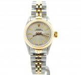 PRE OWNED LADIES ROLEX TWO-TONE OYSTER PERPETUAL WITH A SILVER DIAL 67193