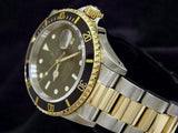 PRE OWNED MENS ROLEX TWO-TONE SUBMARINER DATE WITH A BLACK DIAL 16613