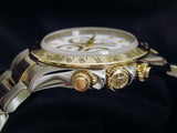 PRE OWNED MENS ROLEX TWO-TONE DAYTONA WITH A WHITE DIAL 16523