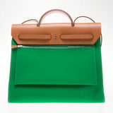 Hermes Green Canvas Herbag Zip 39cm (R Stamp)