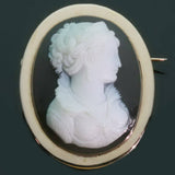 French Victorian hard stone cameo brooch