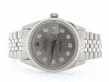 Pre Owned Mens Rolex Stainless Steel Datejust with a Silver Diamond Dial 1603