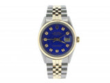 Pre Owned Mens Rolex Two-Tone Datejust with a Blue Diamond Dial 16013