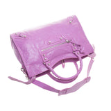 Balenciaga 281770 Light Purple Lambskin Silver Giant 12 City Motorcycle Handbag