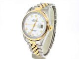 Pre Owned Mens Rolex Two-Tone Datejust with a White Roman Dial 16233
