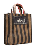 Striped Brown Shopper Tote Bag