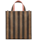 Striped Brown Shopper Tote Bag