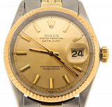 Pre Owned Mens Rolex Two-Tone Datejust with a Gold Champagne Dial 1601