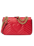 GG Marmont Small Matelasse Red Leather Shoulder Bag